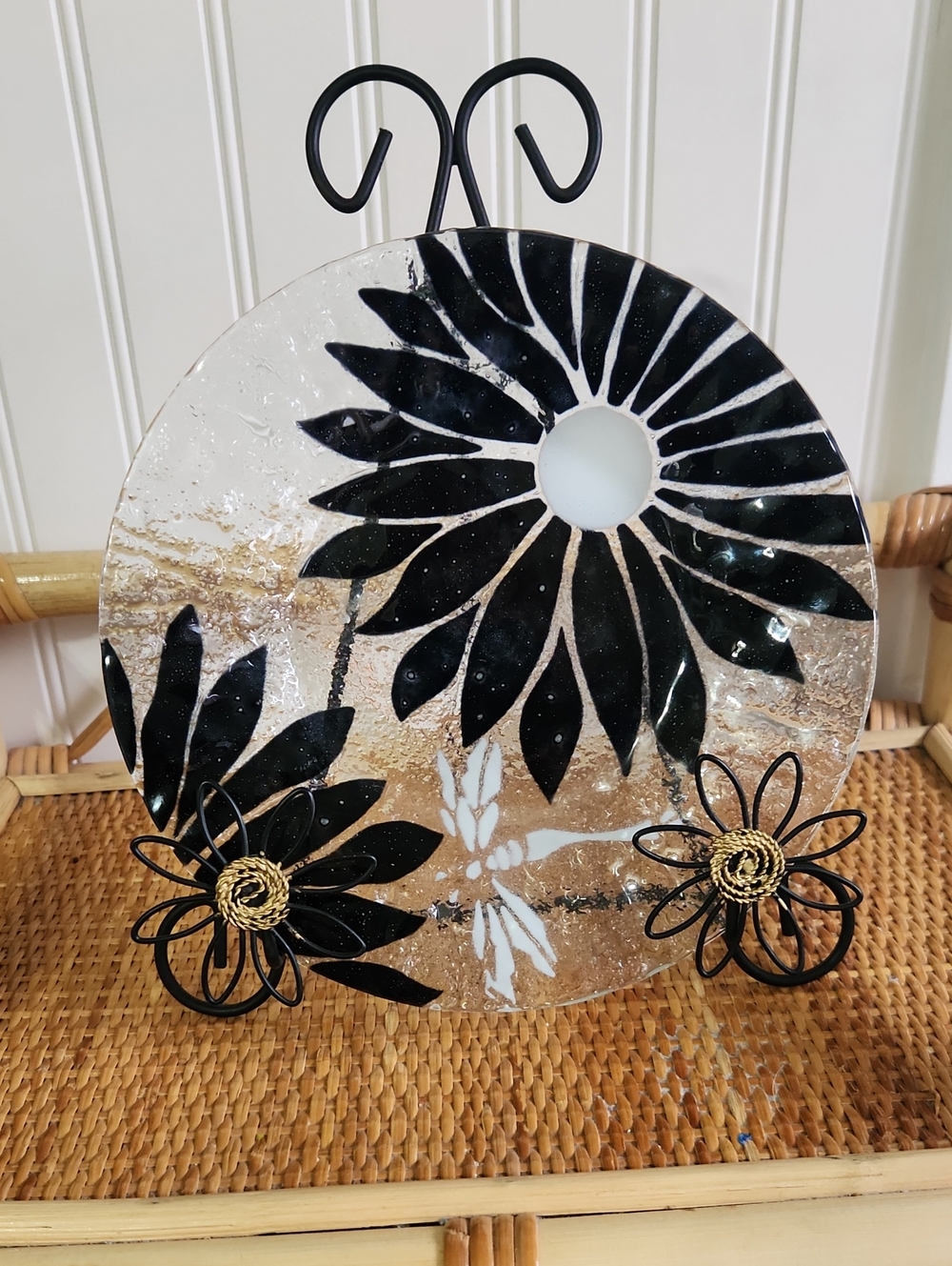 Signed Glass Plate With Dragonfly